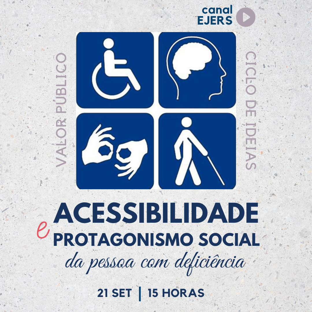 acima, imagens representanto diferentes deficiências. Abaixo, informações gerais sobre a live.